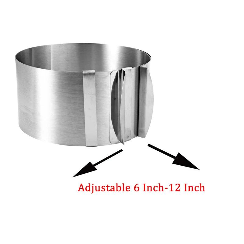 16-30CM Retractable Stainless Steel Circle Mousse Ring Baking Tool Set Cake Mold Size Adjustable Dessert Cake Decorating Tools