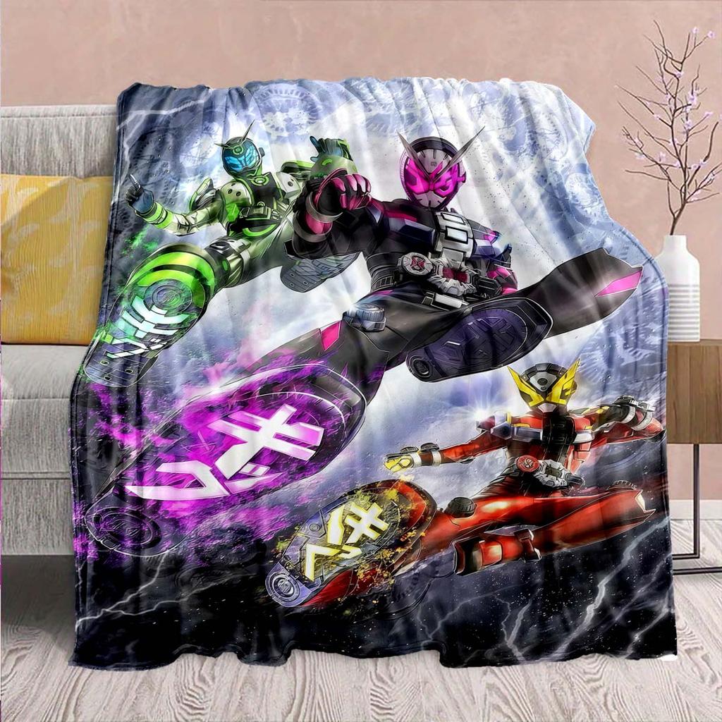 Kamen Rider Anime Flannel Blanket – Soft, Warm, Perfect for Sofas, Bedding, Camping, Travel, Office, and Home Decor – QJY