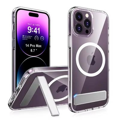 Magnetické priehľadné puzdro na telefón Magsafe so stojanom pre iPhone 16 Pro Max 13 12 11 Mini 15 14 Plus nárazuvzdorný zadný kryt mobilného telefónu