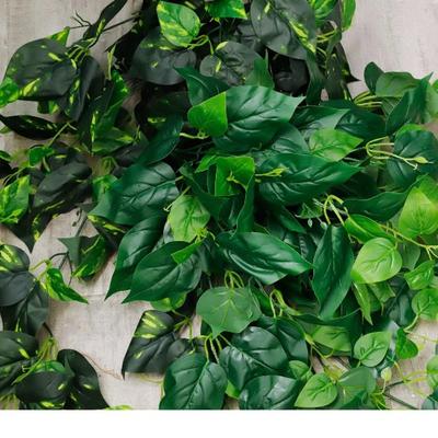 2pcs 100cm Artificial Green Plant Leaves Wall Hanging Plastic Floral Hotel Decoration Simulation 9-fork Sweet Potato Leaf Vine
