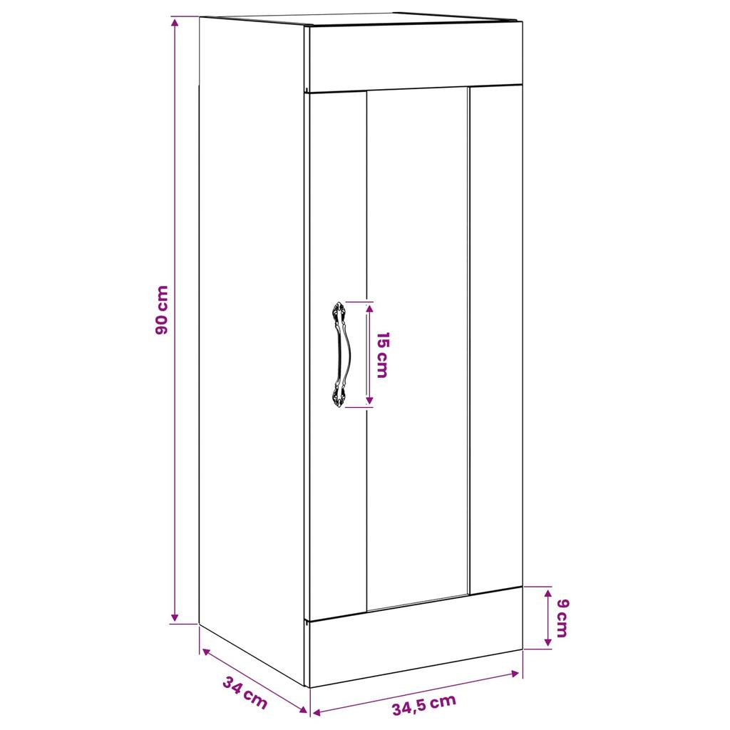 Wall Cabinet Black Oak 34.5 x 34 x 90 cm Engineered Wood