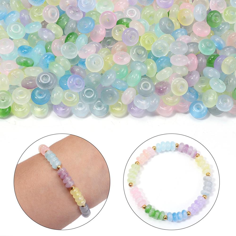 100Pcs/Lot Jelly Color Imitation Jade Glass Beads Abacus Beads Wheel Shape Loose Spacer Beads For Jewelry Making DIY Accessories
