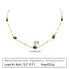 Chic Green Color CZ Stone Choker Necklaces for Women Jewelry, Gold Color Stainless Steel Chain Collar, Ladies Girls Party Gift