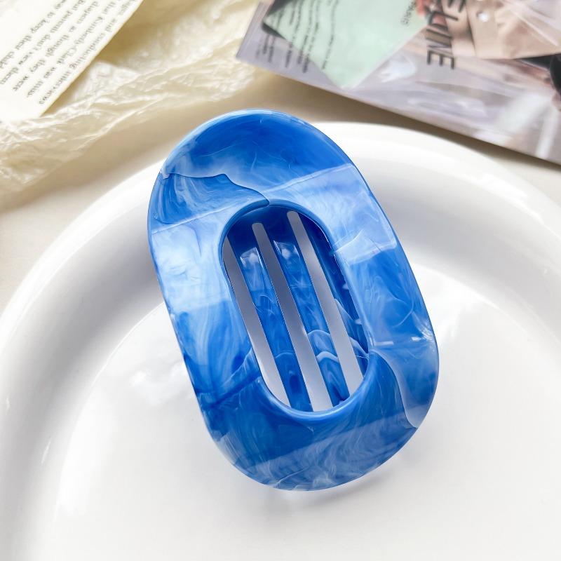 Arc-shaped Oval Grab Clip Marble Gradient Color Ponytail Bun Shark Clip High-end Hair Accessory Hair Clip