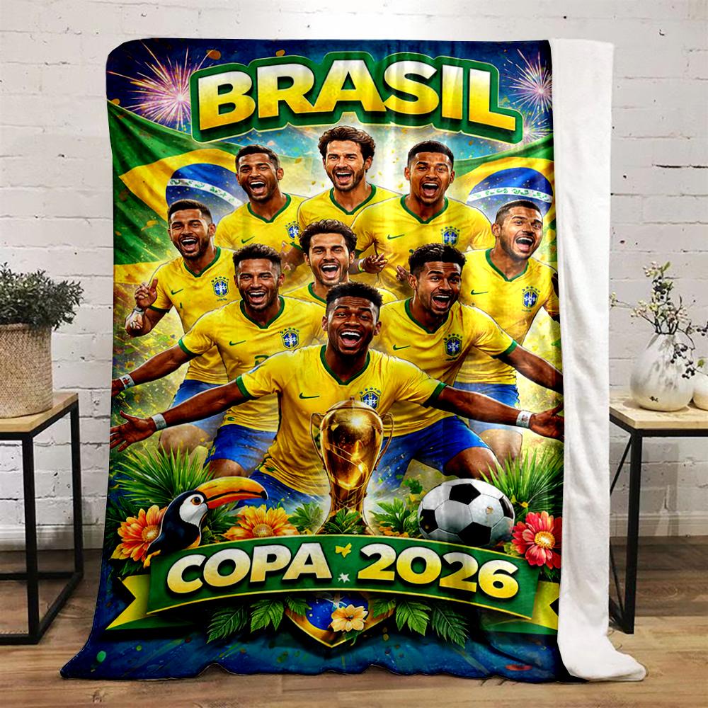 Brazil Soccer Team Designed Flannel blanket for bedroom, living room, sofa, and nap