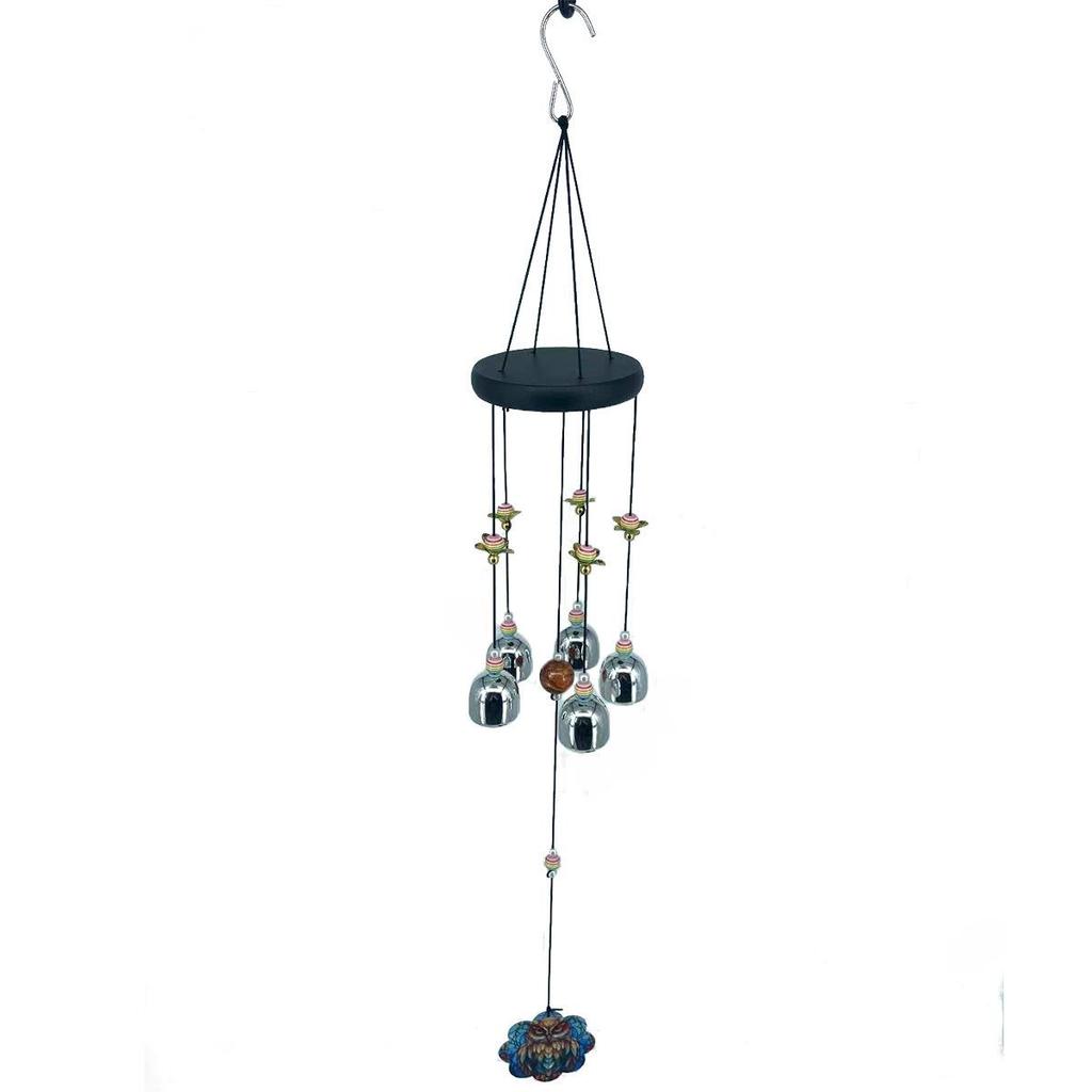Colorful Lotus Bead Wind Chime with Owl Pendant – Perfect for Home, Balcony, or Courtyard Décor