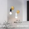 1 Pack/2 Pack Industrial Style, Wood Base Farmhouse Wall Lamp for Living Room, Bedroom, Hallway, Black White