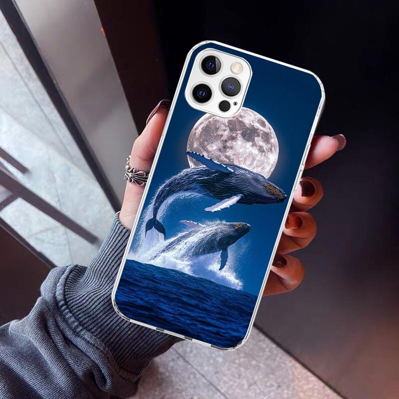 

Humpback Whale Sea Giant Phone Case For iPhone 17 Air 11 13 Mini 14 15 Plus 16 12 Pro Max 16E SE 7 8 Pattern Soft TPU Back Cover iPhone 15 Pro Max