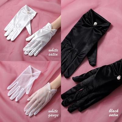Bridal Wedding Gloves Noble And Elegant Ladies' White/Black Charming Wrist Length Ball Party Gloves