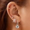 Double Pave 925 Silver Hoop Ring Earrings E059-16H