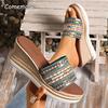 Fashion Bohemian Striped Braided Wedge Sandals Women Summer Thick Sole Outdoor Beach Slides Woman Plus Size 43 Fashion Platform Slippers