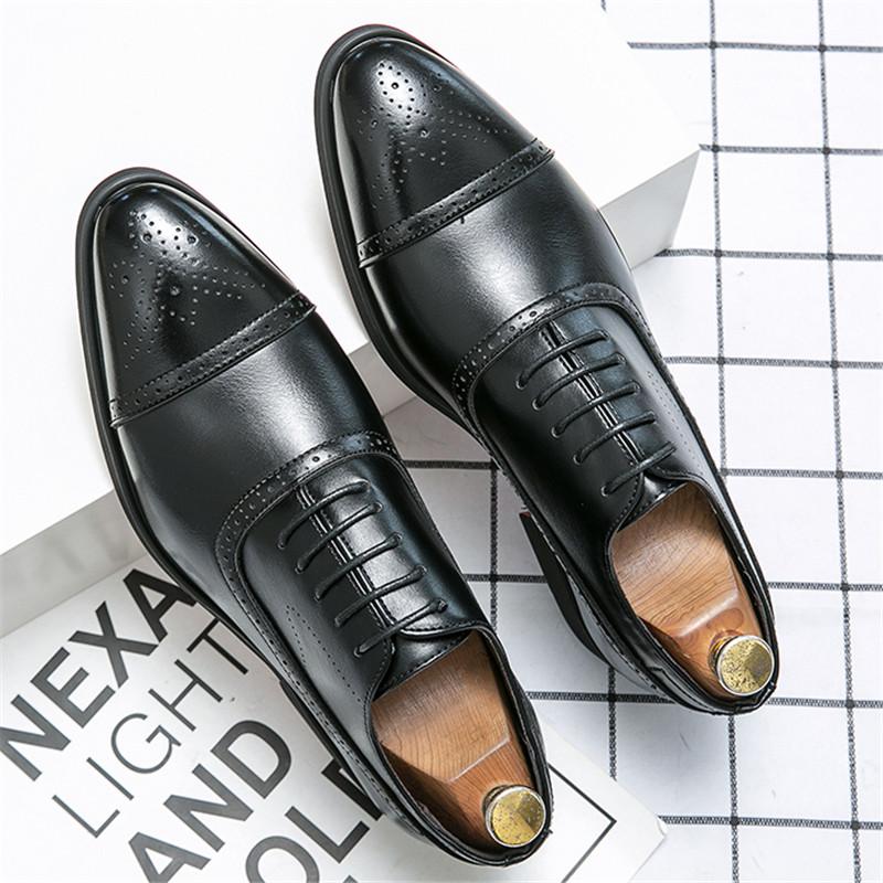 British Trend Gentleman New Men's Lace Up Patchwork Brogues Shoes Designer Formal Wedding Prom Dress Homecoming Footwear