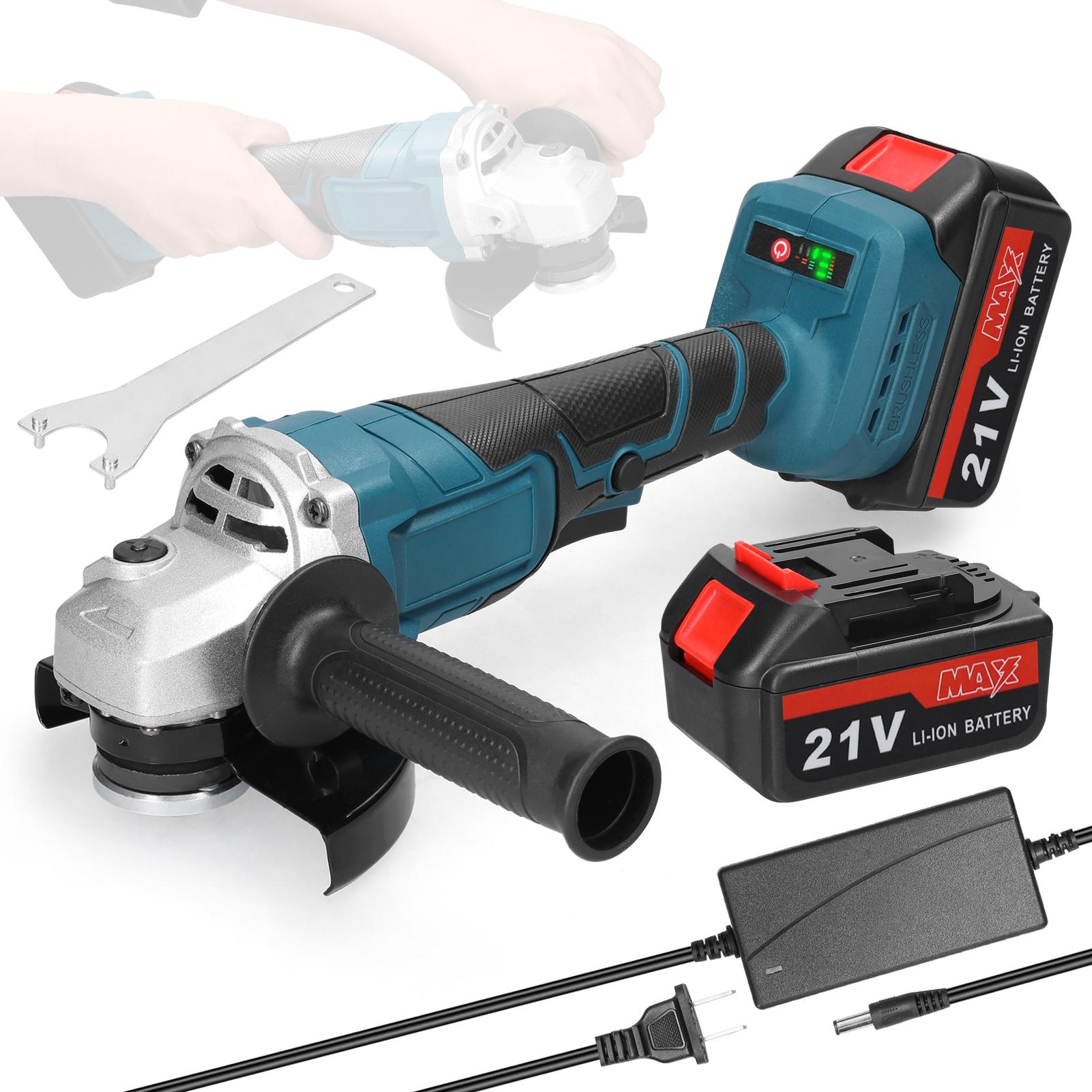 

125 Тип Электрический Шлифовальный Инструмент Бесщеточный Двигатель Многофункциональный Угловой Шлифовальный Станок Ручной Литий 2pcs batteries US Plug разноцветный