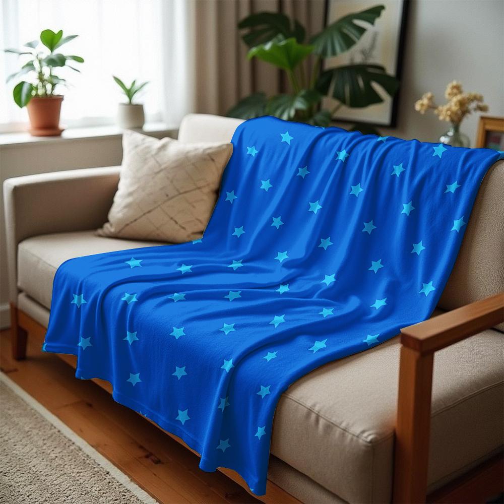 Monochrome Azure Star Anime Cartoon Flannel Blanket Soft Warm Throw for Bedroom Sofa Car Kids Holiday Gift
