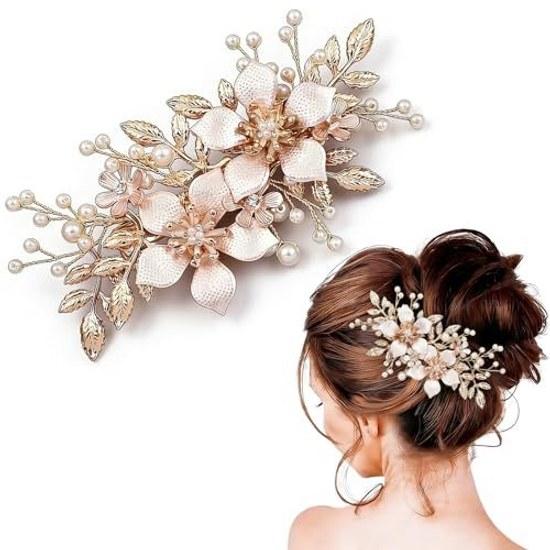 Hair accessoryhair clipkanzashicherry blossompearlrose goldgirlsladieskimonoyukatacoming-of-age ceremonygraduation ceremonywedding ceremony
