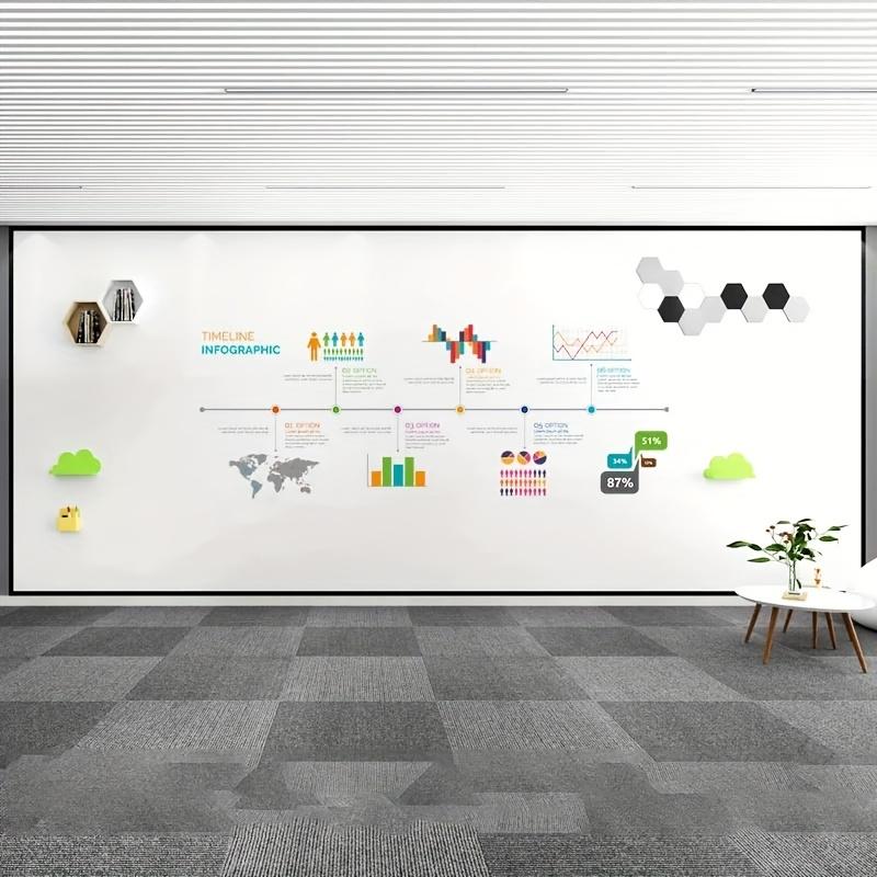 Samolepicí bílá tabule - Odnímatelná bez zbytků, Filmová stěna pro psaní stíratelným fixem pro domácí kancelář, učebnu, Víceúčelová prezentační deska