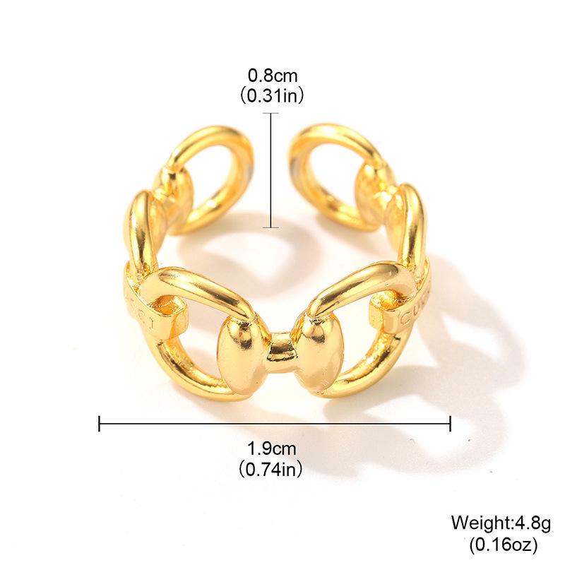 

Регулируемое квадратное кольцо C-образной формы с золотым покрытием - Крутое, стильное и персонализированное женское украшение для руки