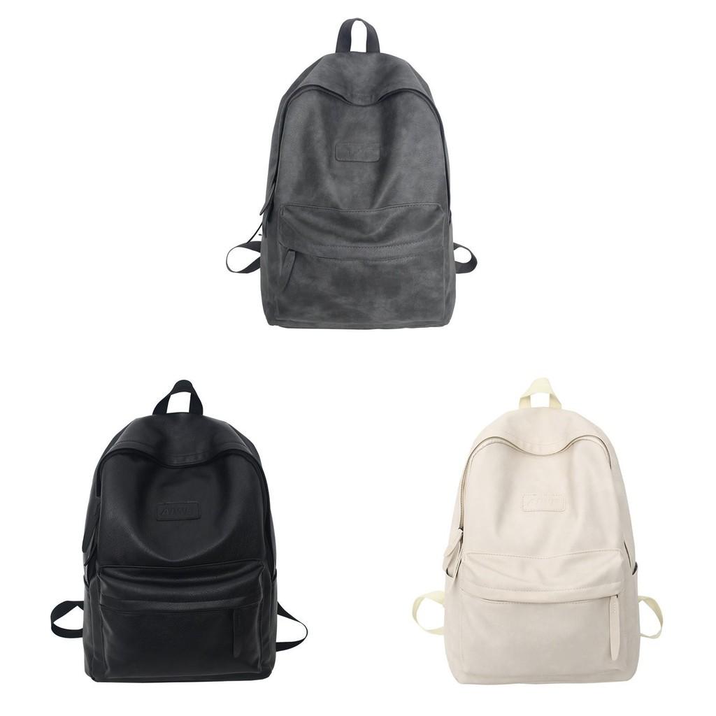 Letter Pattern Aiwe Leather Backpack Solid Color Schoolbag Gifts Breathable