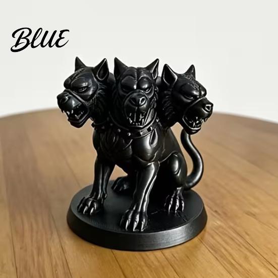 Gothic Home Decor Three-Headed Dog Figurine Mythology Animal Statue 3D Printed Dark Fantasy Room Accessories Halloween Ornament for Desktop