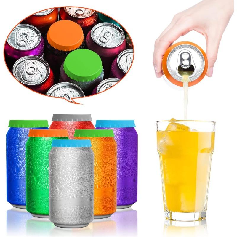 6Pcs Silicone Cola Lid Leak-proof Sealed Lid Beer Can Lid Juice Beverage Can Protective Cover Reusable Drinking Utensils Beer