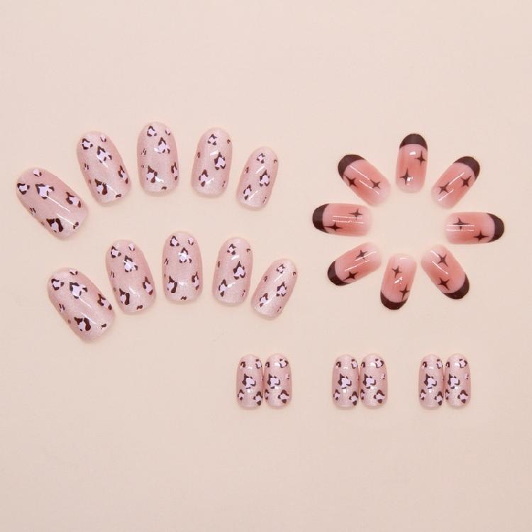 Short Almond Nail Tips Fake Nail Glues On Nail Stick On Nail Cats Eye Press On Nail Artificial False Nail for Women Girl