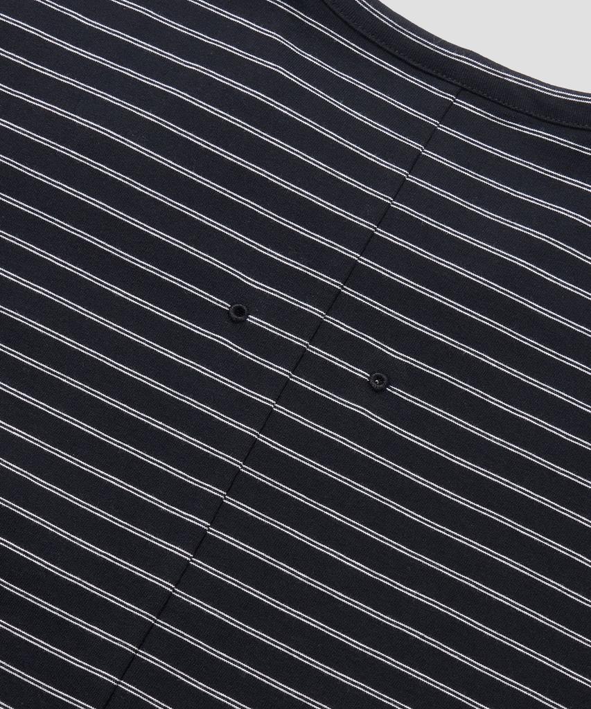 AGOD Camicia Henley con Bottoni Laterali a Righe Manica Lunga [Nero]
