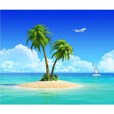Pittura diamante 5D completa fai da te "Albero di cocco in mare" Schema di ricamo a punto croce con diamanti