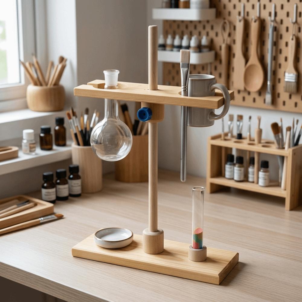 2 Hole Wood 2 Hole Funnel Rack 2 Hole Separatory Funnel Holder Funnel Stand Lab Analysis