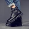 Fashion Designer Velvet Warm Platform Boots for Men Autumn Winter Cow Leather Soft-soled Men's Shoes Fashion Increase Ankle Boots Male