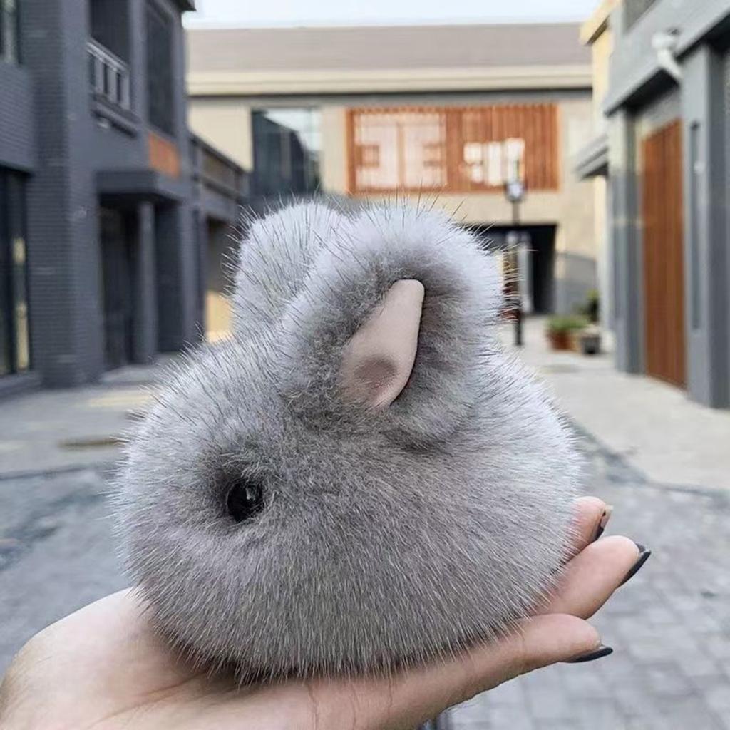Faux Mink Rabbit Keychain, Plush Soft Car Key Chain Decor, Cute Fluffy Plushie Charm for Women Girls, Luxury Bag & Purse Accessory