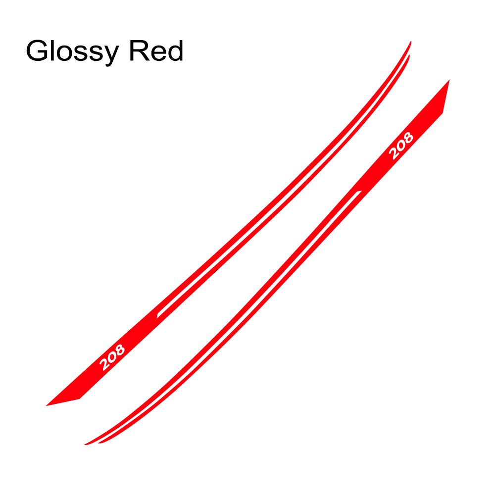 2PCS For Peugeot 208 Car Body Sport Stripes Stickers Auto Waist Line Vinyl Decor Decal Auto Body Decoration Tuning Accessories