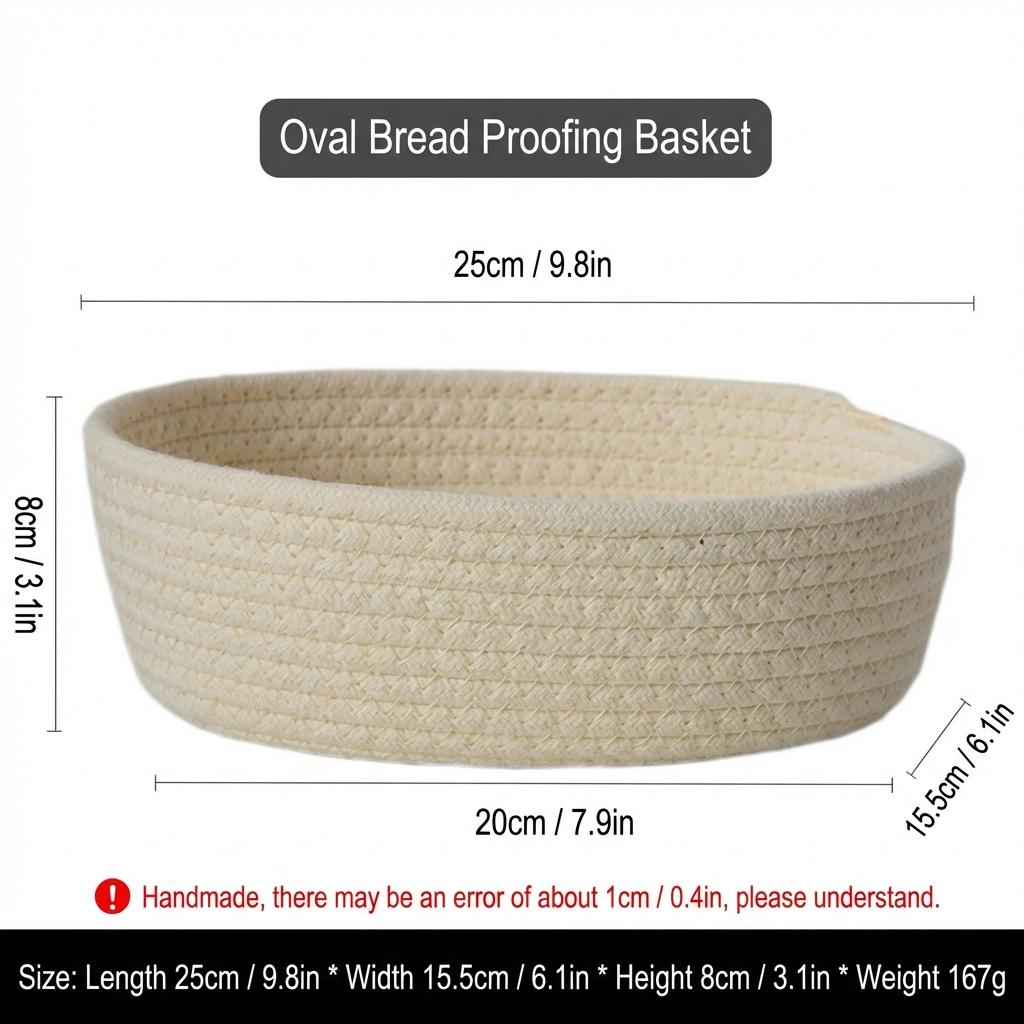 Cotton Rope Woven Bread Proofing Basket European Style Hand-made Storage Basket For Home Baking And Decoration