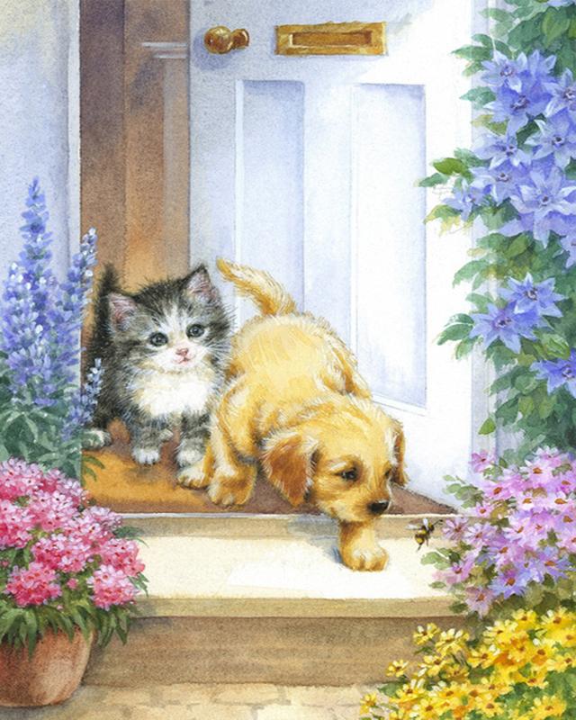 Full Square Drill Diamond Painting Cat Girl Diamond Embroidery Animal Mosaic Art Rhinestone Home Decoration