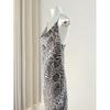 Out of Russia Foreign Trade Order Women Clothes Chiffon Python Pattern Swing Collar Sling Dress