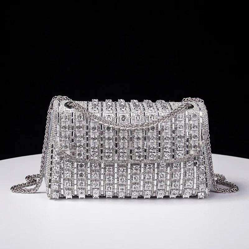 

Rhinestone Evening Bags 2025 New Chain Shoulder Bag High Quality Diamond Embedding Small Square Clutch Women Envelope Handbags