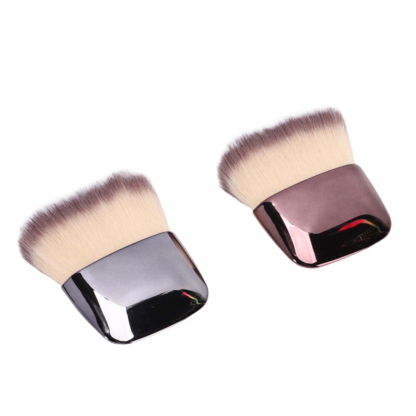 Powder Blush Brush Small Makeup Brush Facial Makeup Brush for Contouring Highlighting Setting Powder Silver Glossy Brown