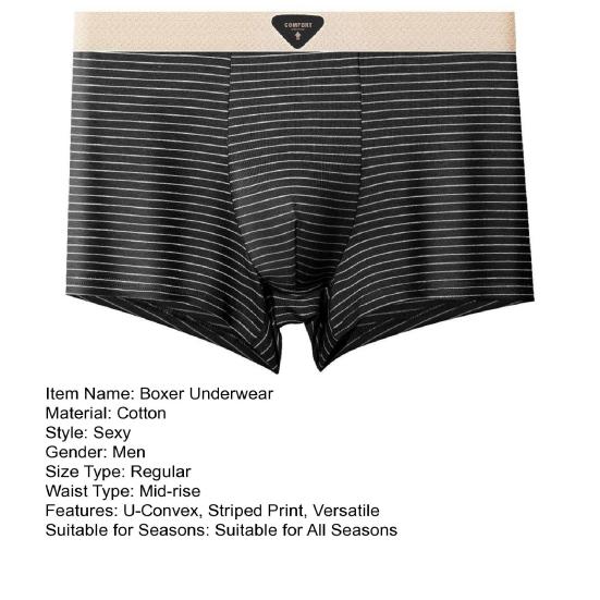 Męska Bielizna Bokserki Średnio Stan Elastyczny Pas Przewężenie U Kształt Krótkie Majtki Paski Nadruk Bielizna Codziennego Użytku Bielizna Nocna