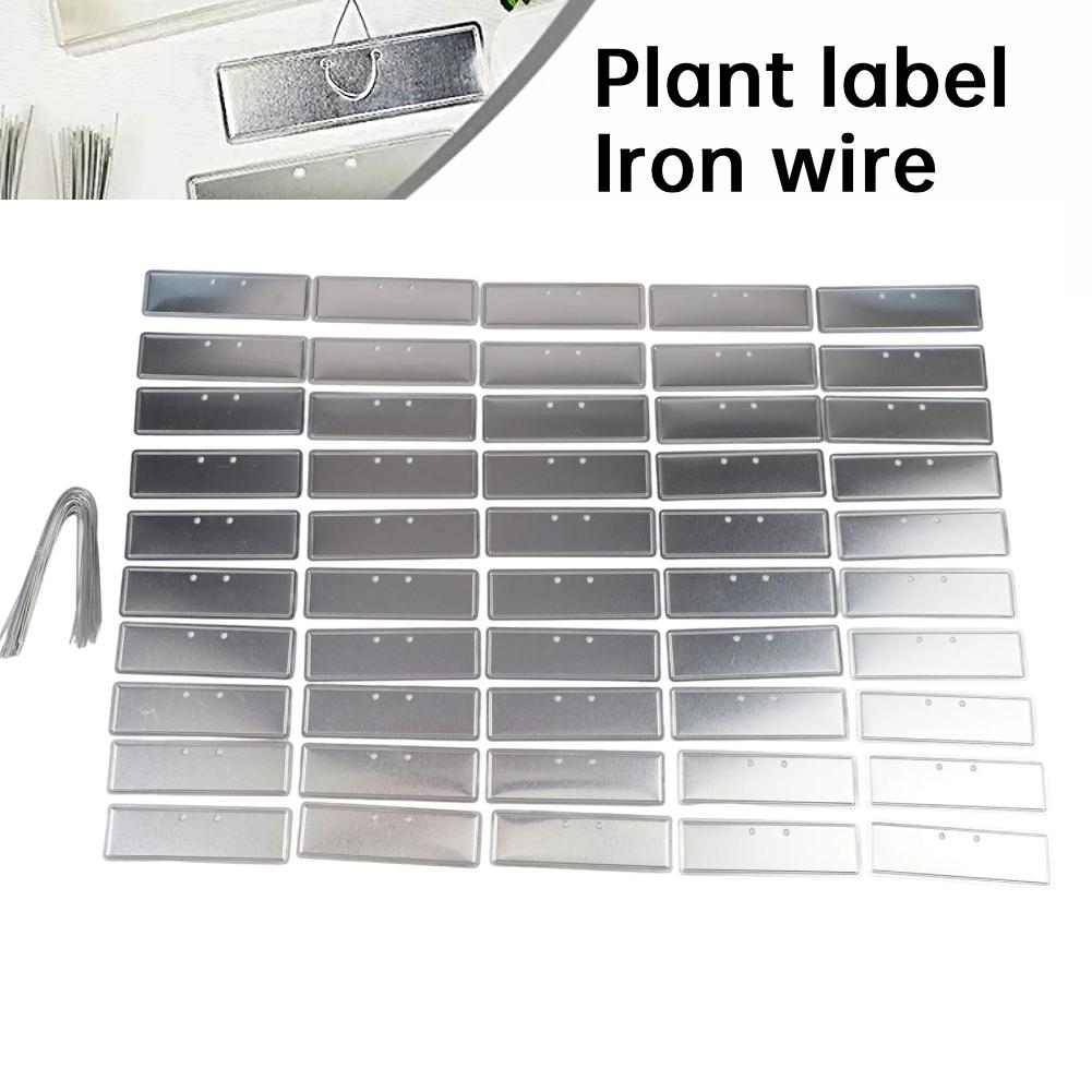 50Pcs Aluminum Plant Tags 82x25mm Plant Labels Iron Wire Nursery Labels Bonsai Sign Tag Outdoor Courtyard Garden Decoration