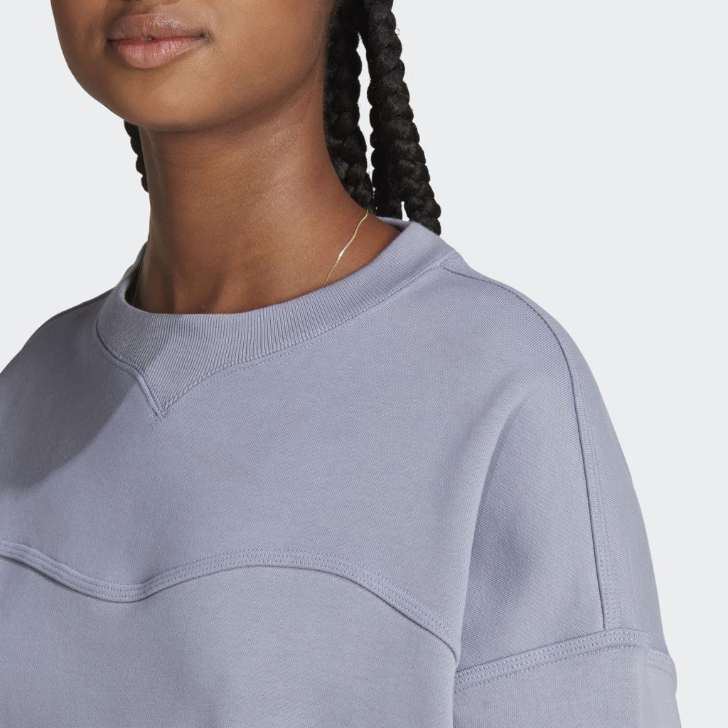 Adidas Aplikované logo Pulovr s kulatým výstřihem Mikina s dlouhým rukávem Dámská mikina Světle fialová HZ4376
