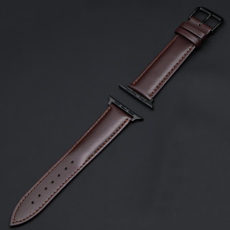 

Brown Leather Band Loop Strap For Apple Watch 4 3 2 1 38mm 40mm , Men Leather Watch Band for iwatch 5 44mm 42mm Bracelet 44mm