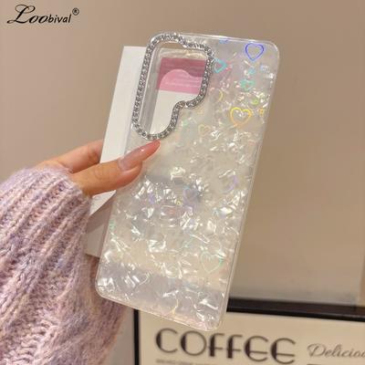 Aurora Love Heart Butterfly Case for Samsung Galaxy S26 S25 Ultra S24 Plus S23 FE A55 A56 A16 A54 A35 Laser Shell Pattern Cover