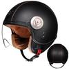 Retro 3/4 Motorcycle Helmet with Leather Lining for All Seasons - Unisex