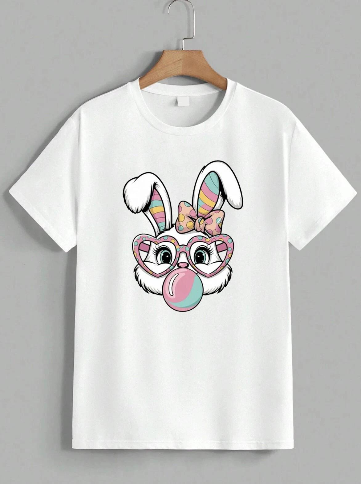 Cute Easter Bunny T-Shirt Graphic Tee Spring Holiday Egg Hunt Gift Unisex S