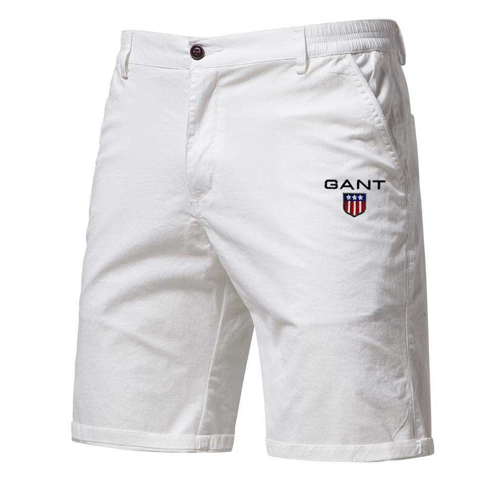 

Gant Літні Вишиті Бавовняні Однотонні Шорти для Чоловіків Високої Якості Повсякденні Ділові Соціальні Еластична Талія Пляжні Шорти 38 білий