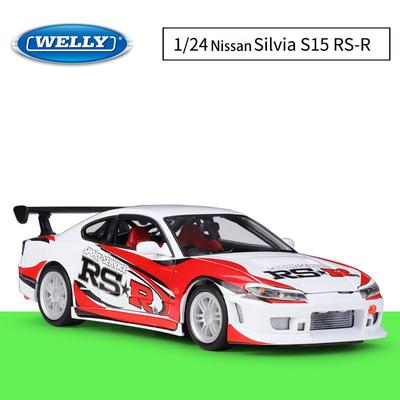 Escala 1/24 Welly Nissan Silvia(S15) Modelo de carro de liga metálica fundido, veículos de brinquedo de metal, modelo de carro de alta simulação, coleção de presentes para crianças