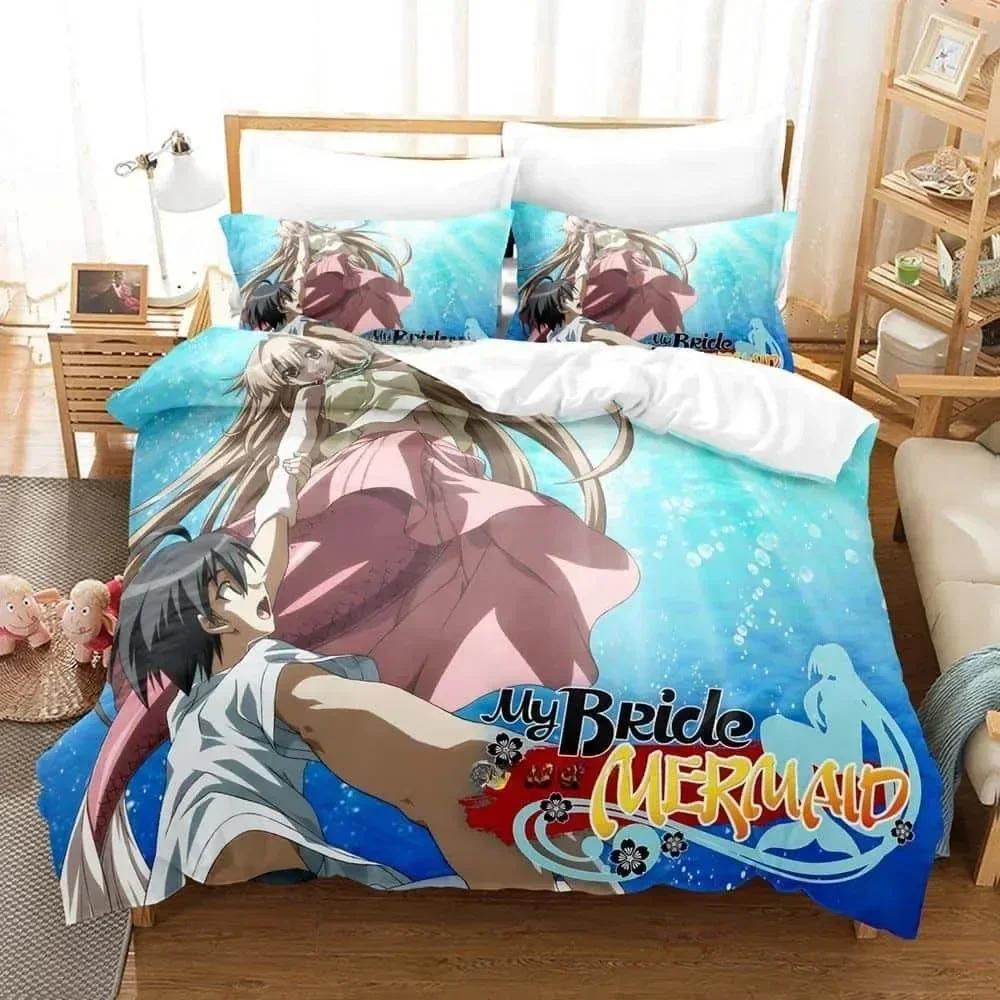 3d  Seto No Hanayome My Bride Is a Mermaid Bedding Set Printed With Pillowcase Duvet Cover Soft Queen King Bedclothes Home