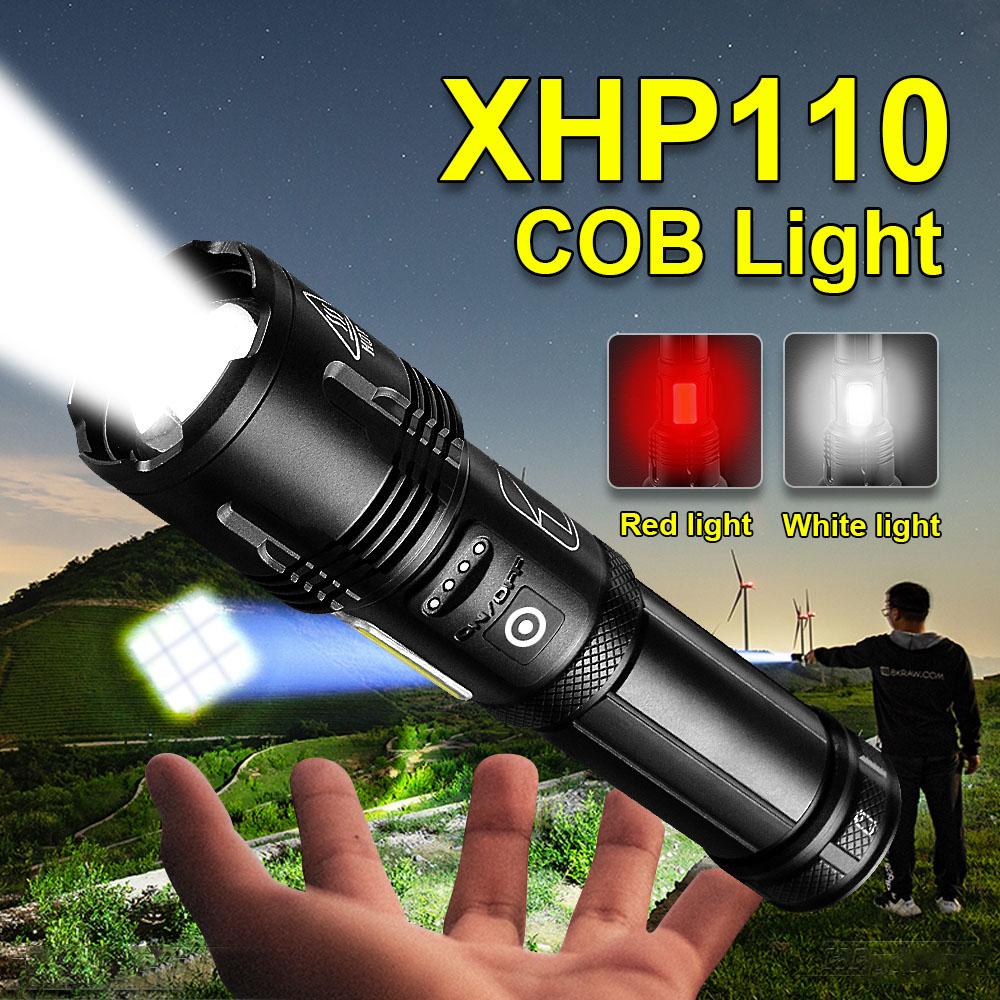 

Боковой свет фонарик супер яркий XHP110 светодиодный + фонарик COB перезаряжаемый фонарик водонепроницаемая лампа масштабируемый фонарь A--Flashlight