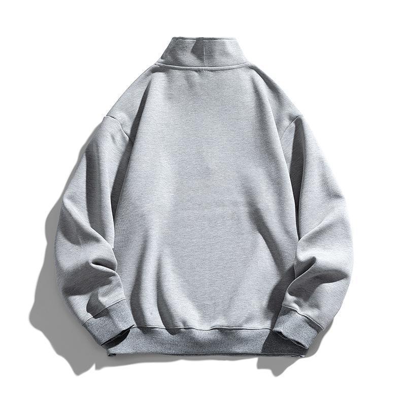 Men's Pink Beige Color Block Half Zip Sweatshirt, Casual Stand Collar Quarter Zip Pullover Top