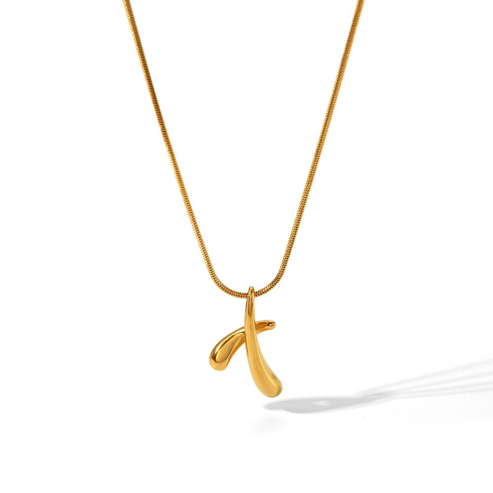  Pendant Hip Hop Clavicle Chain Women's Stainless Steel Necklace Metal Texture Waterproof Trendy Simple Jewelry Bijoux