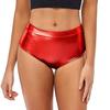 Damen Hotpants Wetlook Shorts Shiny Booty Shorts Bikinihose High Waist Yoga Shorts Clubwear
